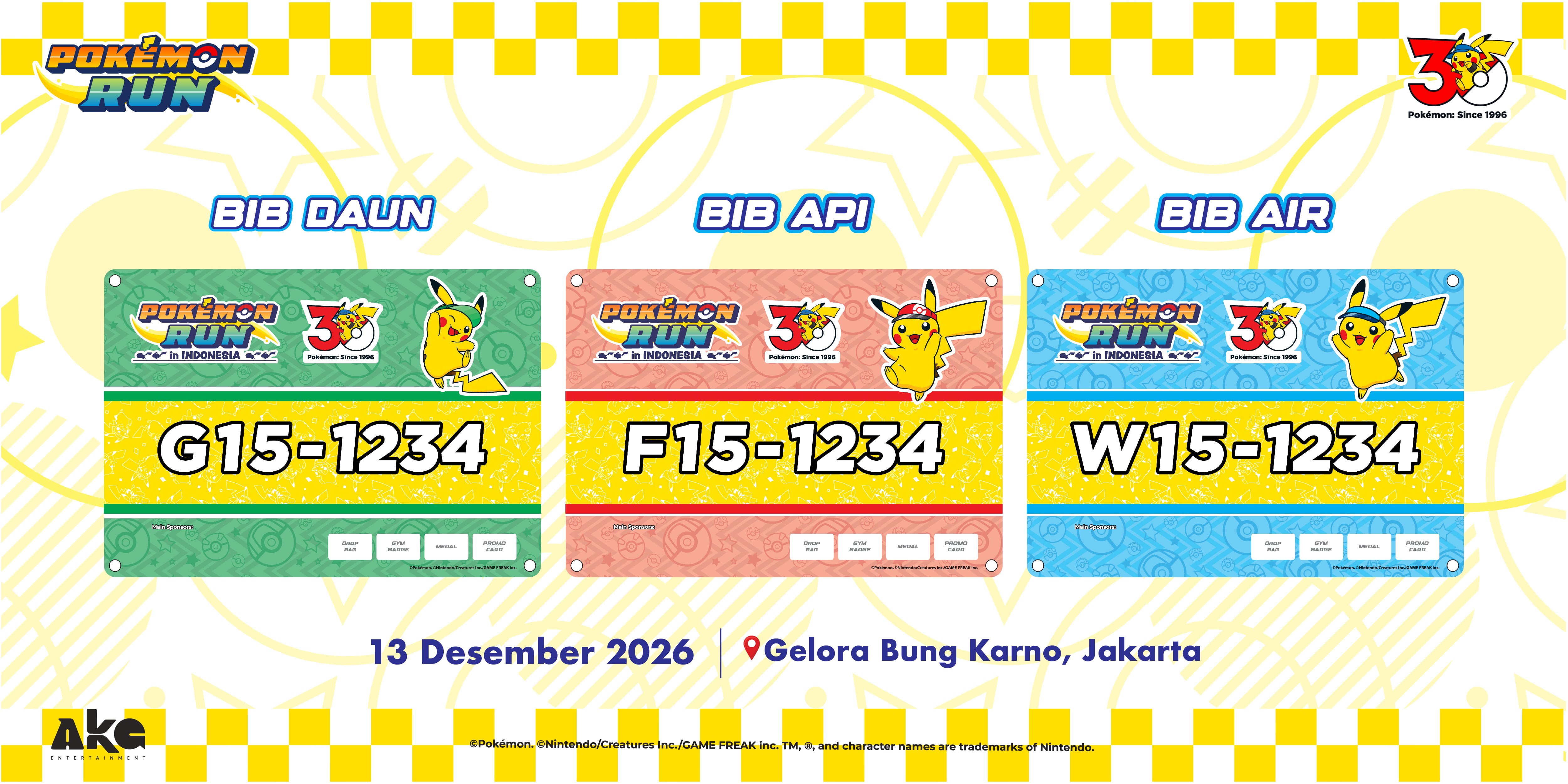 Pilihan tipe BIB Pok&eacute;mon RUN 30